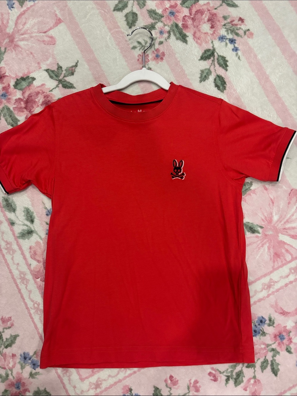 Boys Psycho Bunny Red Short-Sleeve Tee with Embroidered Bunny